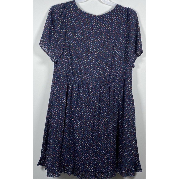 Madewell Sugar Dot Flutter Sleeves V-neck Dress Women's Size 16 Navy‎ Blue - Picture 4 of 6